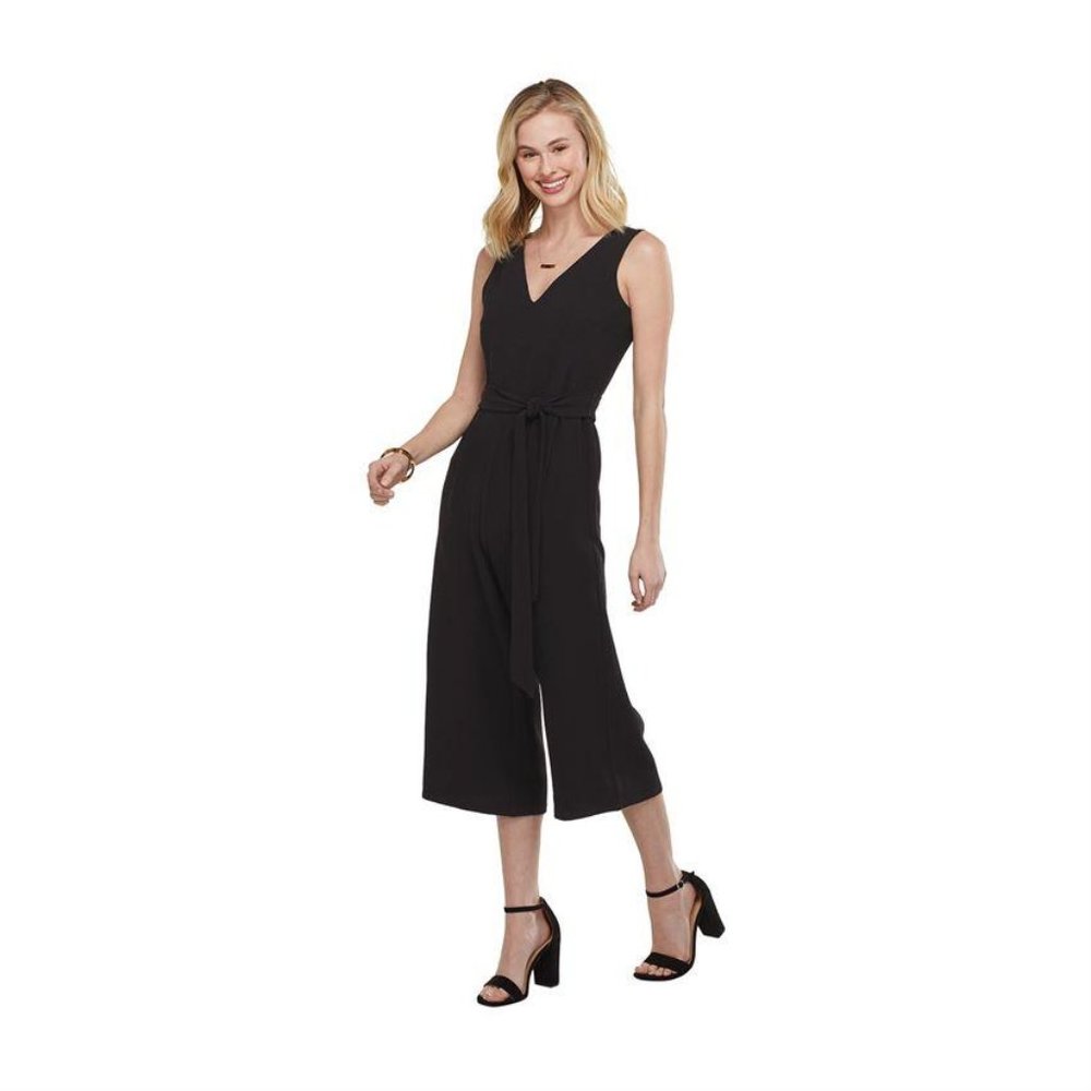 MUD PIE BLACK V NECK ADELYN JUMPSUIT NWT
